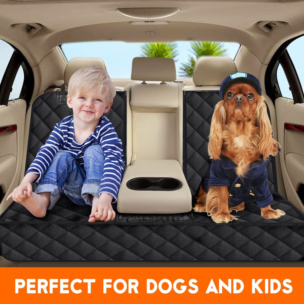Dog Car Seat Cover, Back Seat Cover for Dogs Pet Protector Waterproof Bench Car Seat Cover