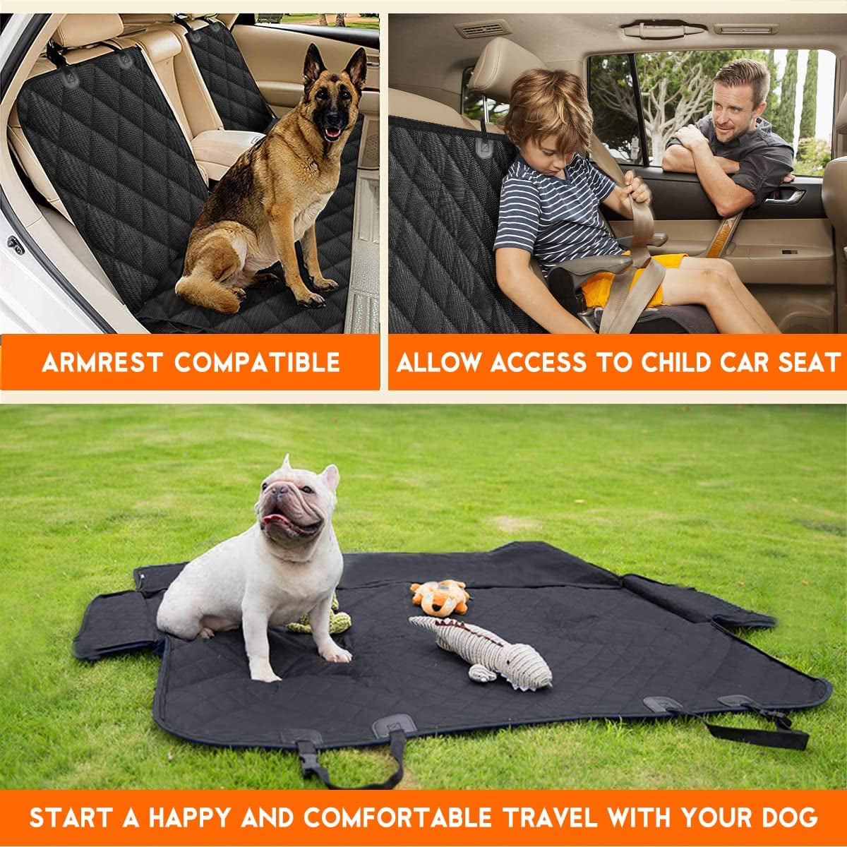 Dog Car Seat Cover, Back Seat Cover for Dogs Pet Protector Waterproof Bench Car Seat Cover