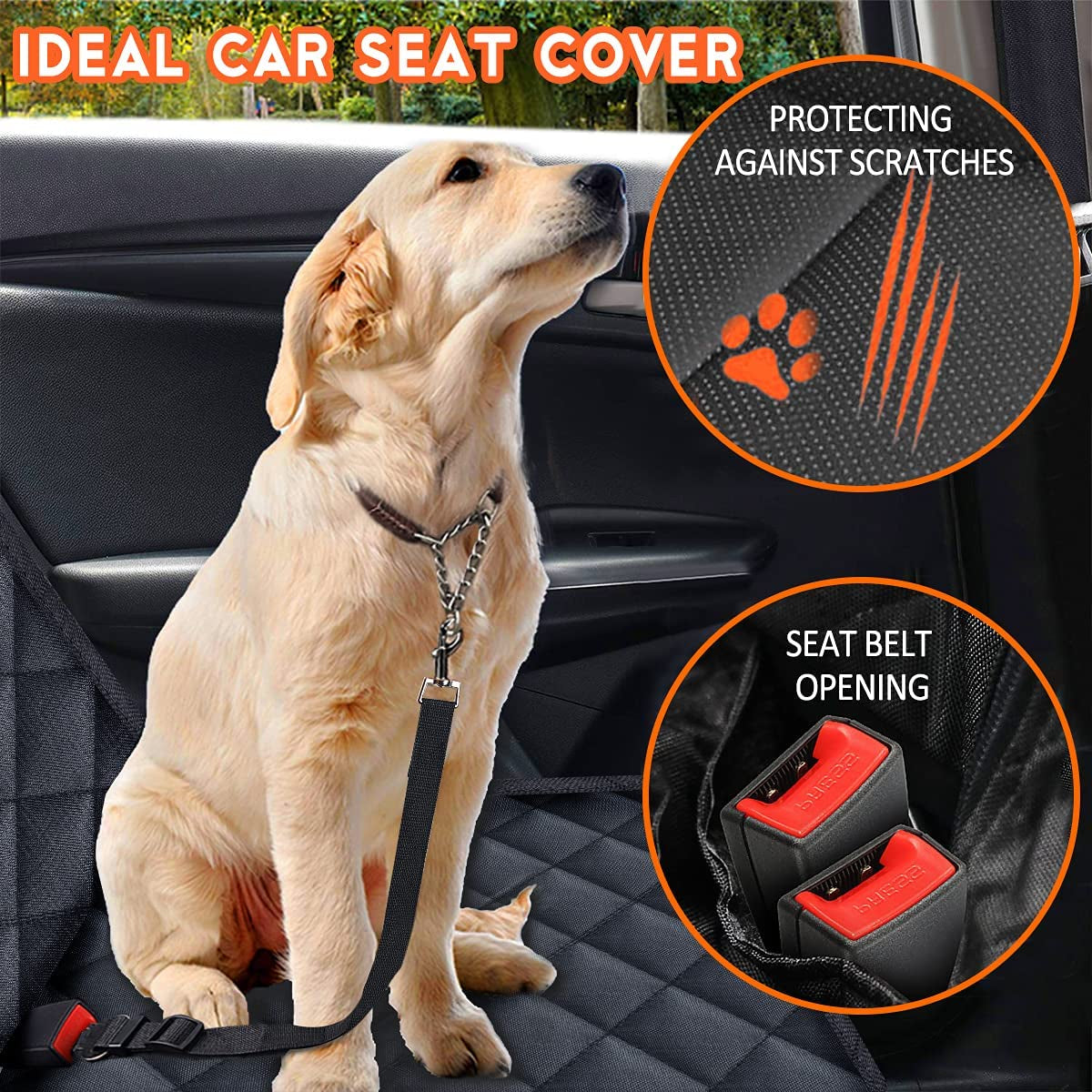 Dog Car Seat Cover, Back Seat Cover for Dogs Pet Protector Waterproof Bench Car Seat Cover